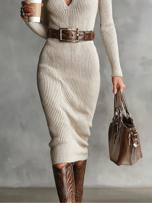 Delphino Belted Knit Midi Dress - view 3