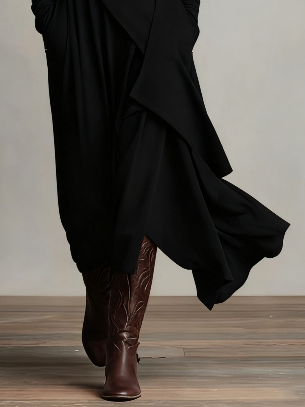 Irene Asymmetrical Pleated Maxi Dress - view 8