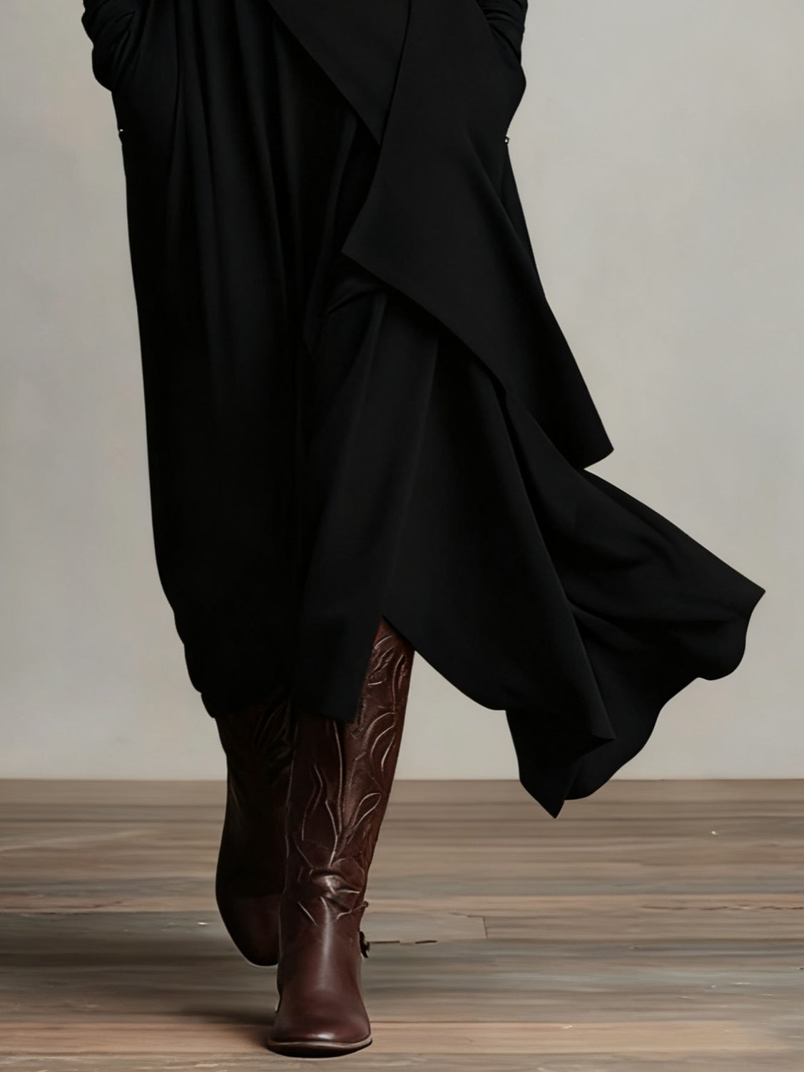 Irene Asymmetrical Pleated Maxi Dress - view 8