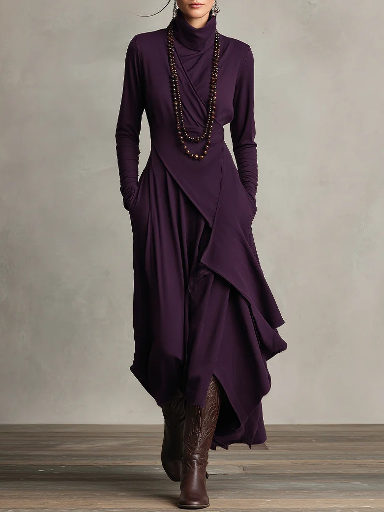 Irene Asymmetrical Pleated Maxi Dress - Ciela Vere