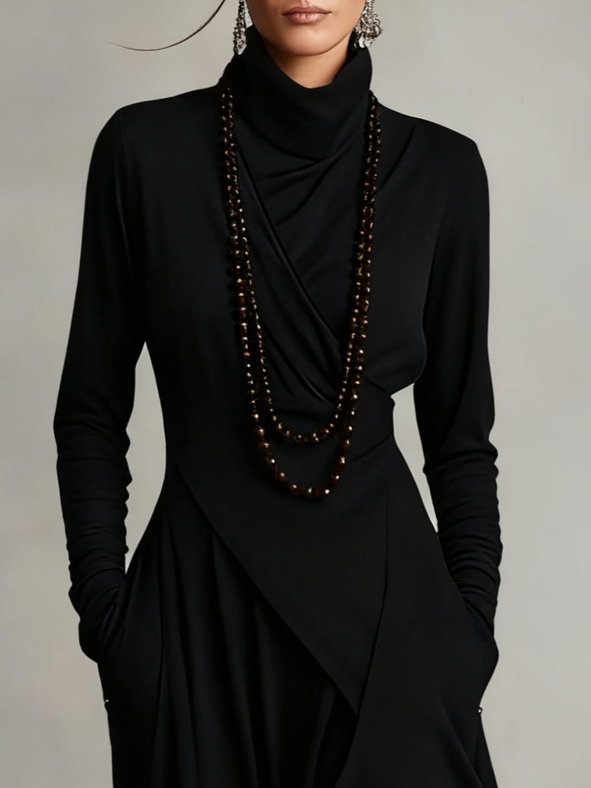 Irene Asymmetrical Pleated Maxi Dress - view 7