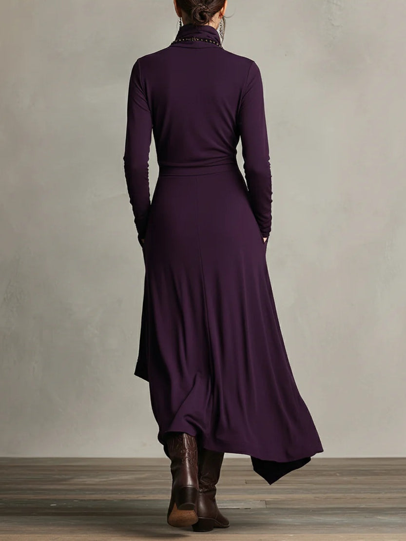 Irene Asymmetrical Pleated Maxi Dress - view 2