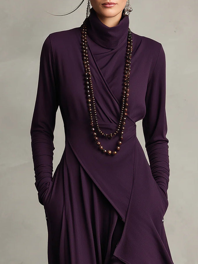 Irene Asymmetrical Pleated Maxi Dress - view 4