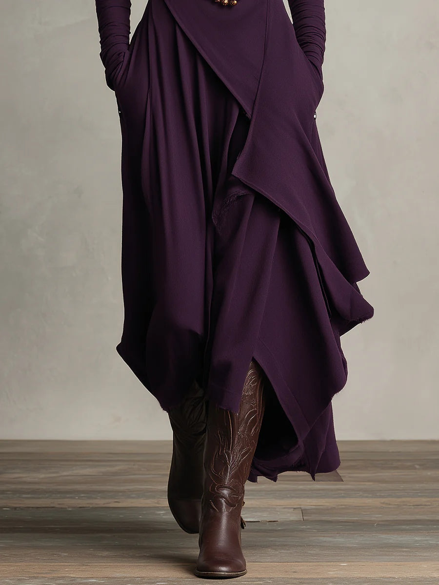 Irene Asymmetrical Pleated Maxi Dress - view 5