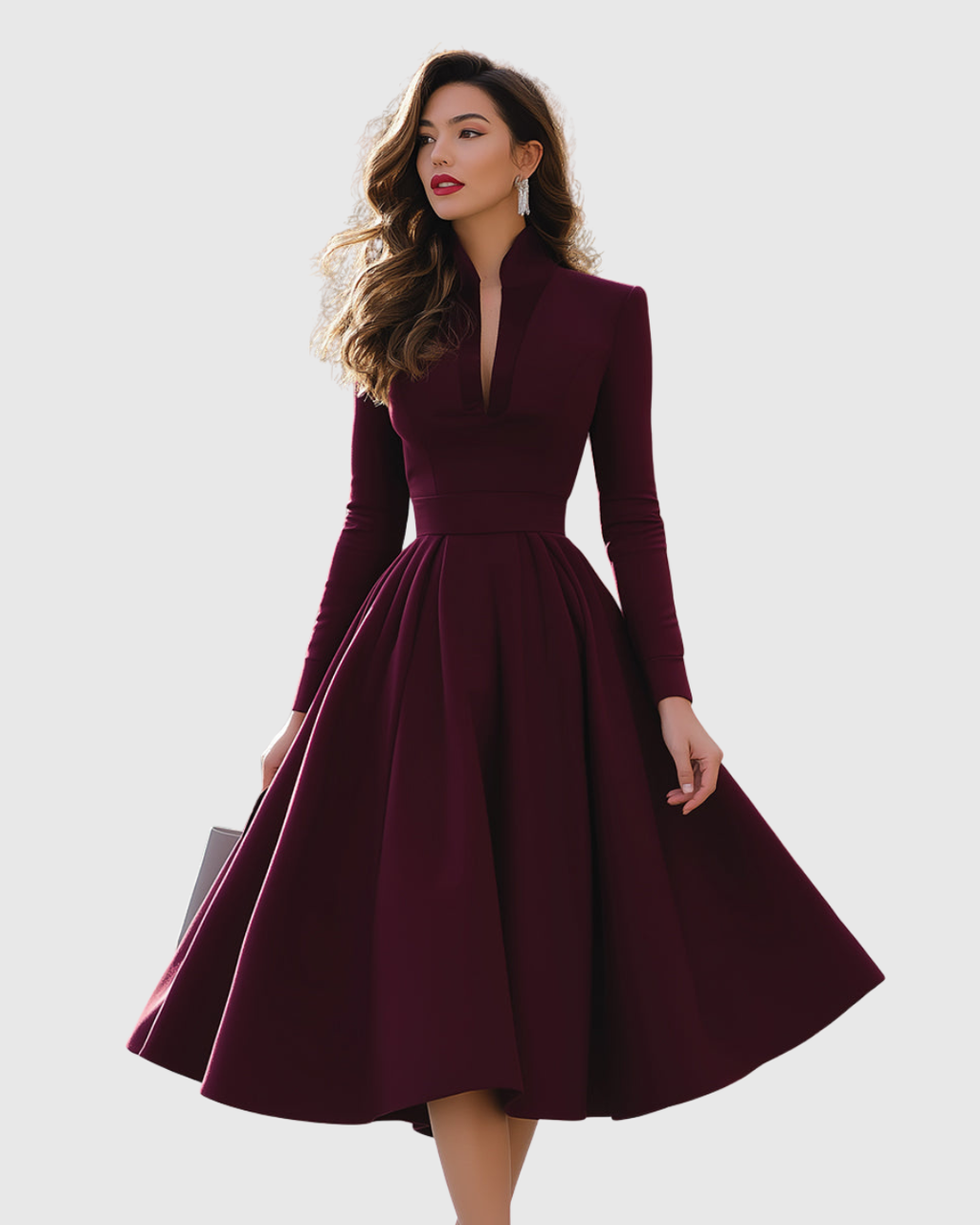 Avelina V-Neck Fit-and-Flare Midi Dress — view 1