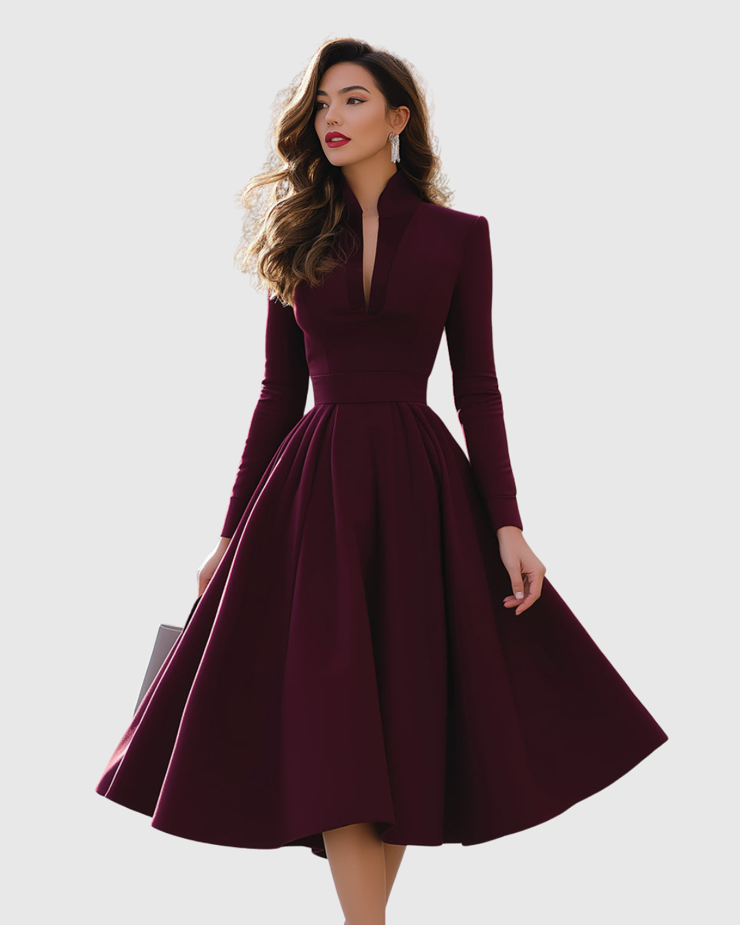 Avelina V-Neck Fit-and-Flare Midi Dress — view 1