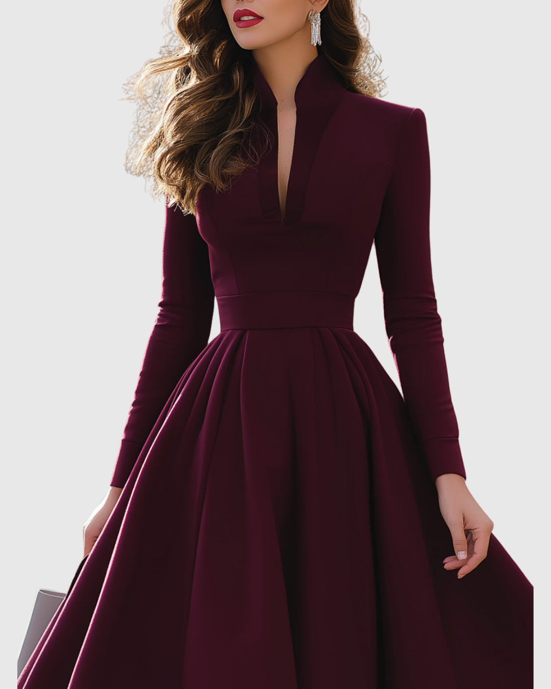 Avelina V-Neck Fit-and-Flare Midi Dress — view 2
