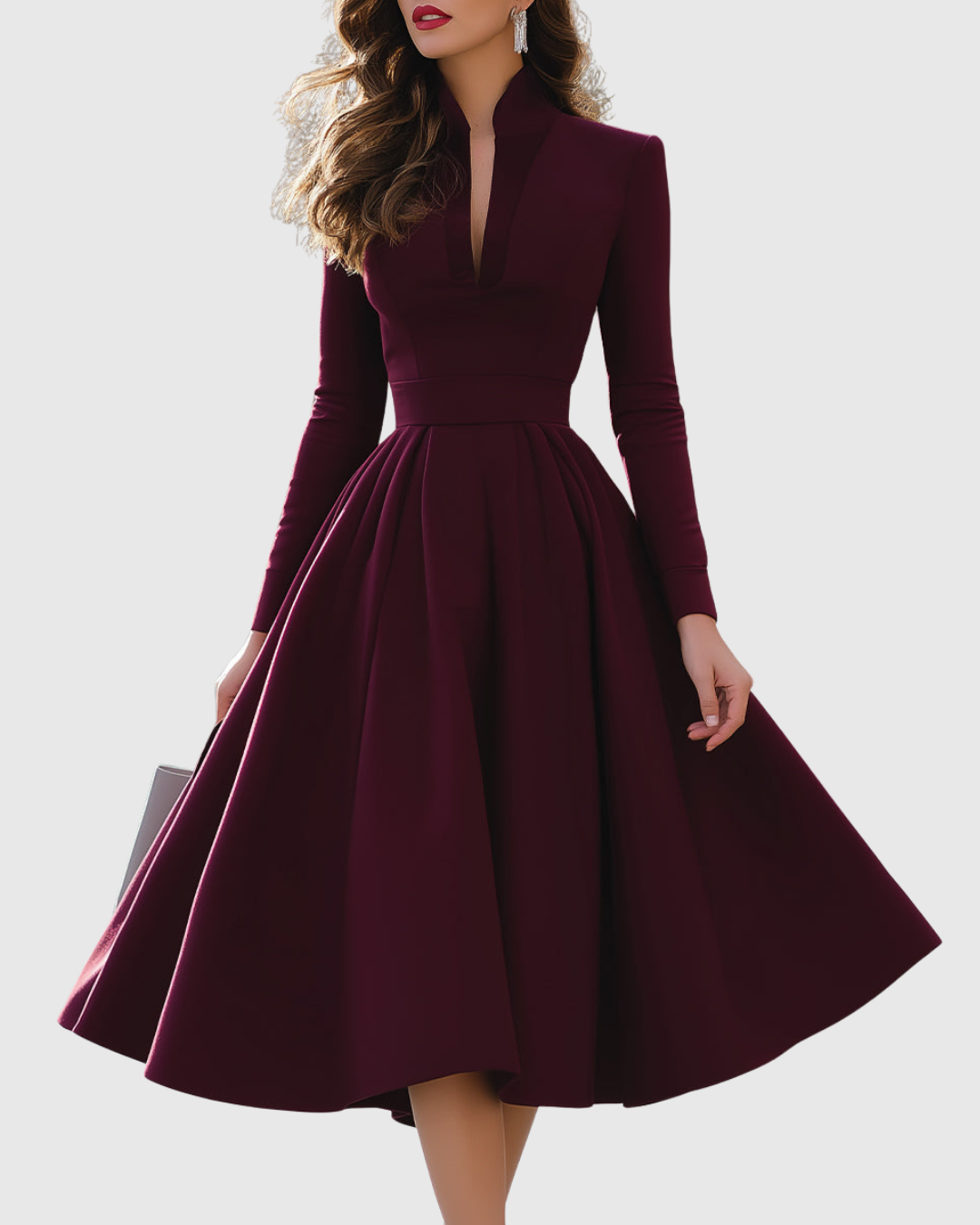 Avelina V-Neck Fit-and-Flare Midi Dress — view 3