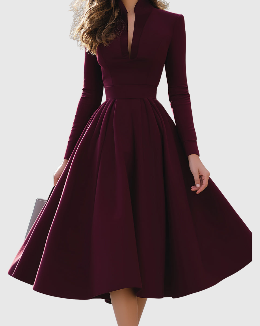 Avelina V-Neck Fit-and-Flare Midi Dress — view 4