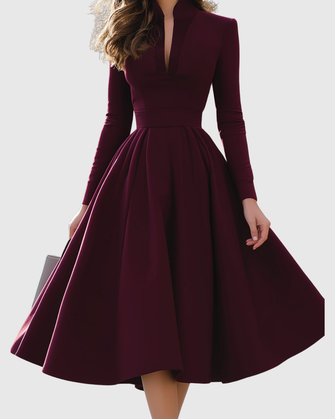 Avelina V-Neck Fit-and-Flare Midi Dress — view 4