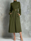 Ivey Olive Green A-Line Dress - Ciela Vere