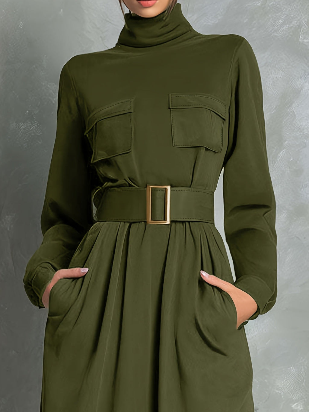 Ivey Olive Green A-Line Dress - view 2