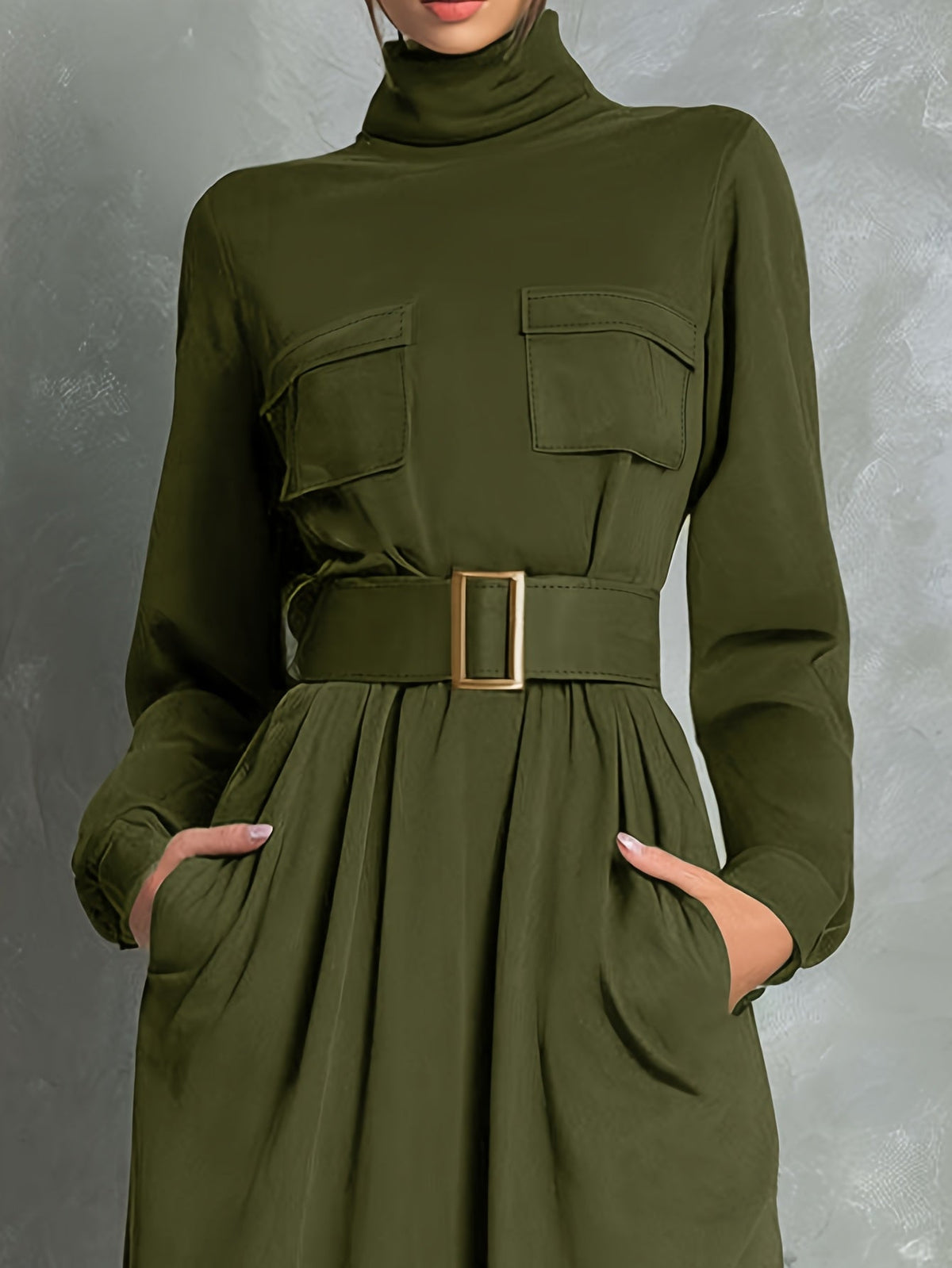 Ivey Olive Green A-Line Dress - view 2