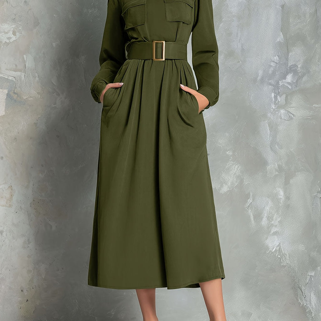 Ivey Olive Green A-Line Dress - view 3