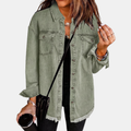 Evelisse Raw-Hem Denim Shacket - image 1