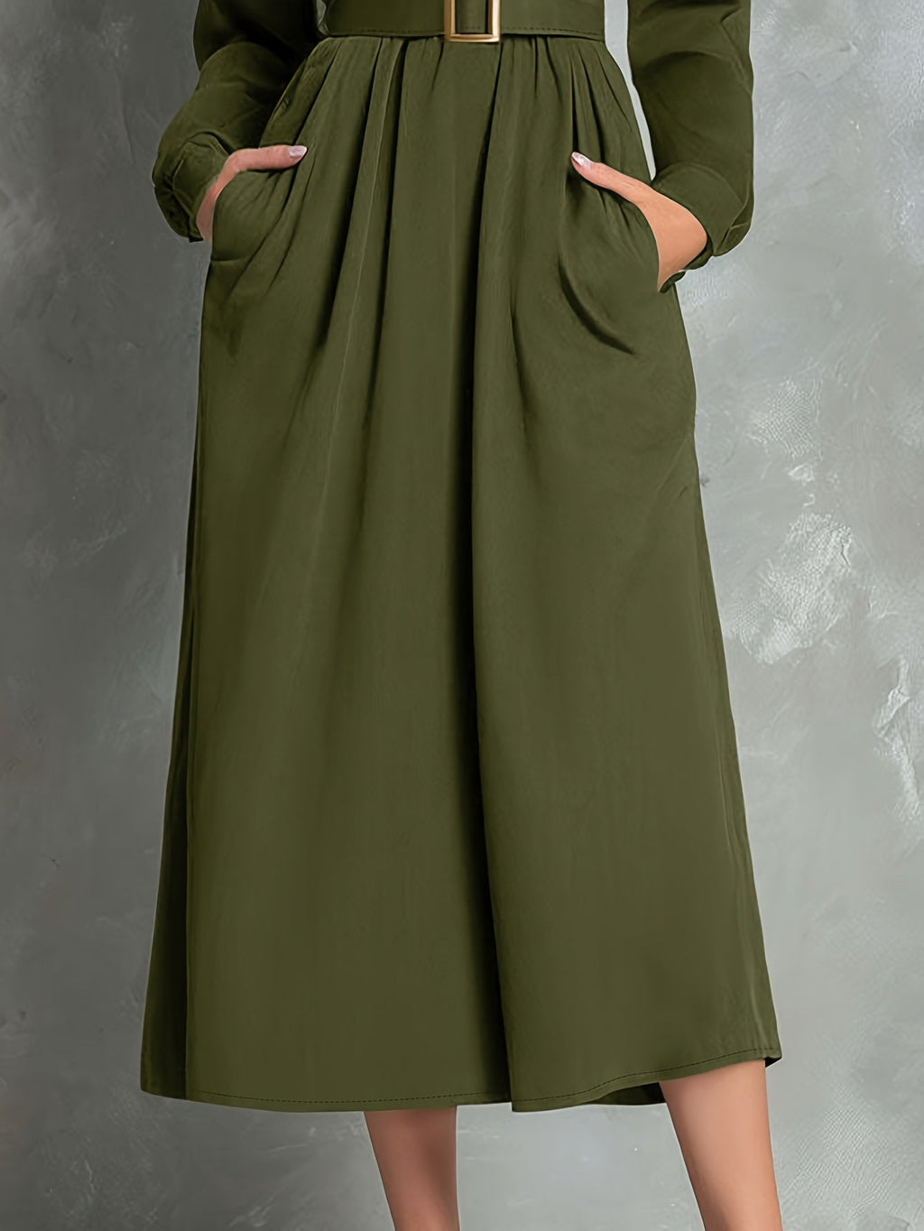Ivey Olive Green A-Line Dress - view 4