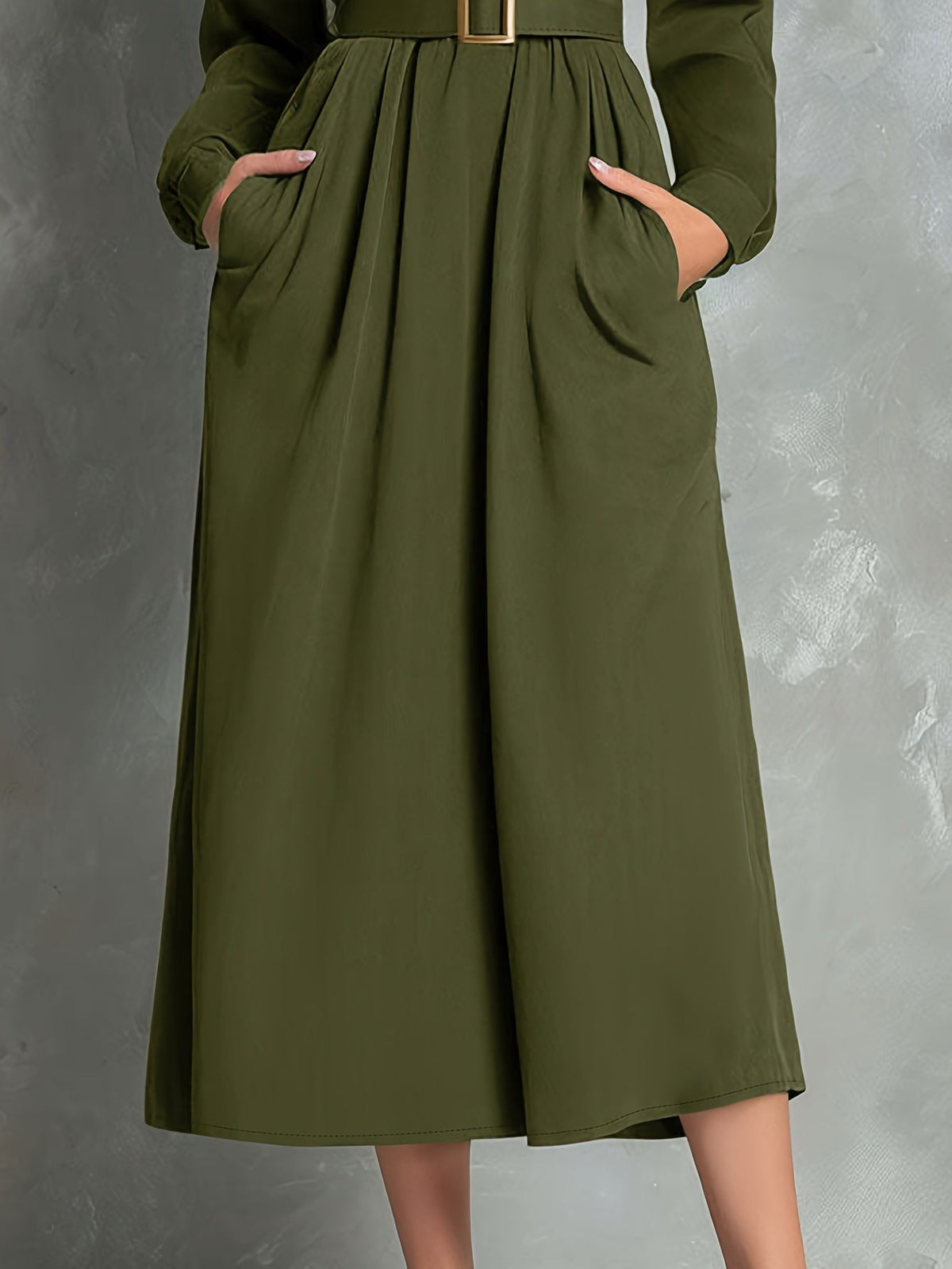 Ivey Olive Green A-Line Dress - view 4