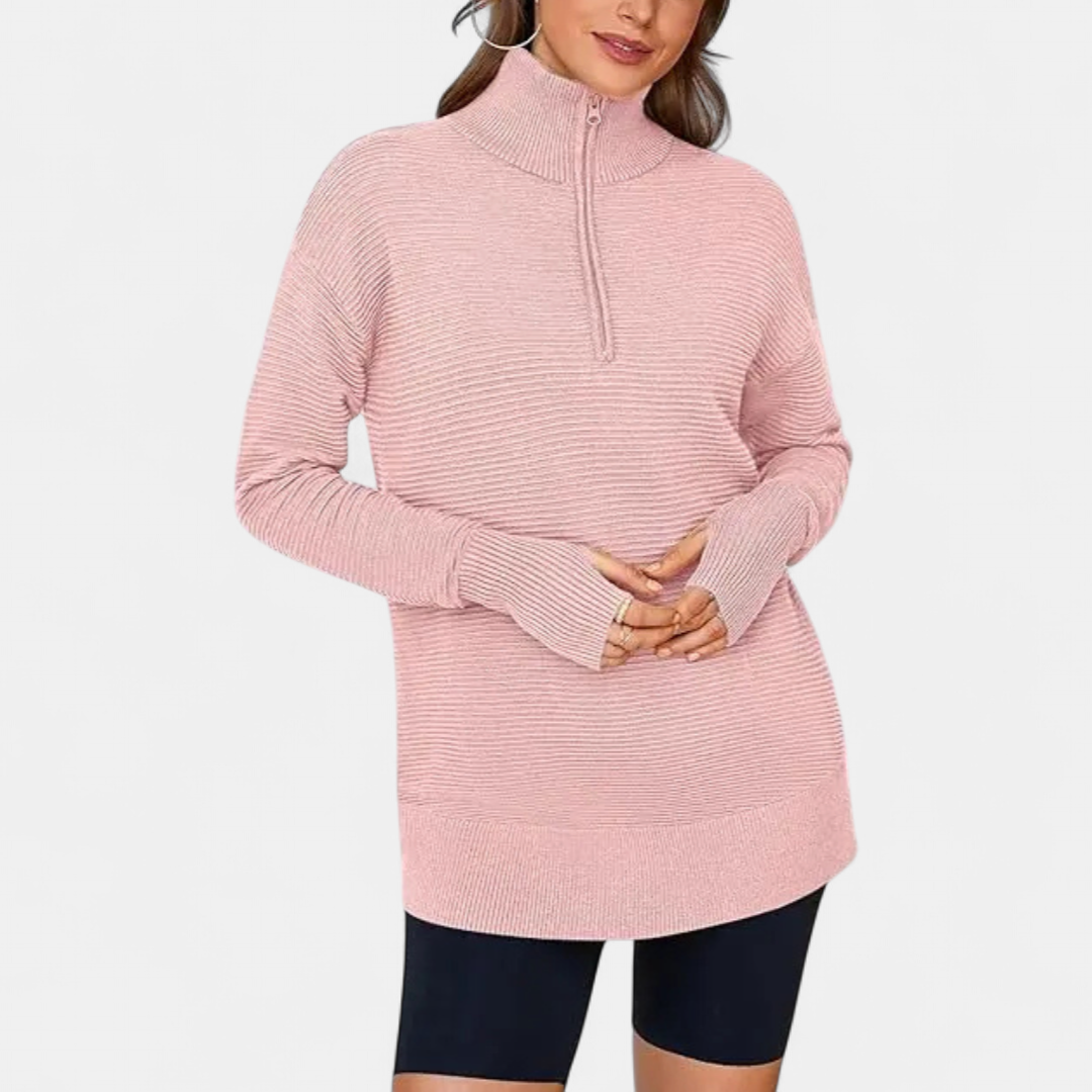 Coralie Half-Zip Ribbed Knit Sweater - Detail 2