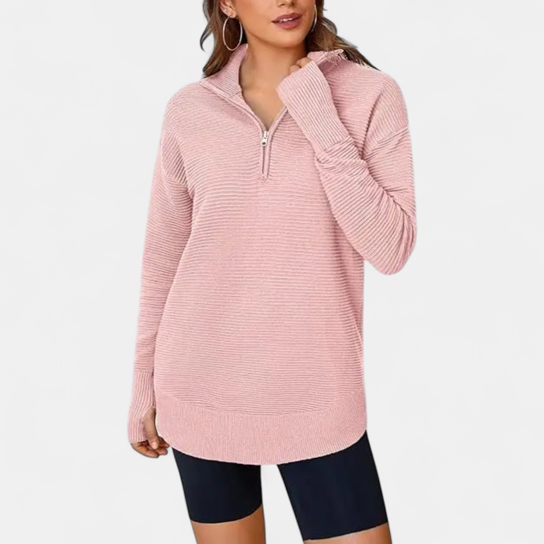 Coralie Half-Zip Ribbed Knit Sweater - Detail 3