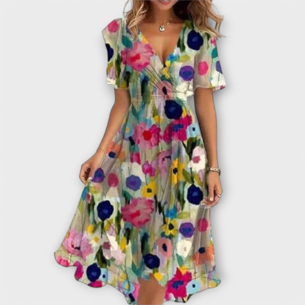 Isolde Floral V-Neck Wrap Midi Dress - view 4