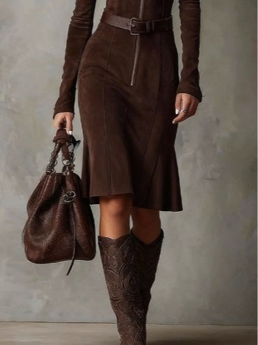 Roweno Belted Vintage Midi Dress - view 3