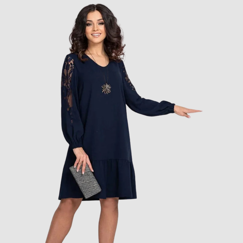 Lowri Quinn Lace-Sleeve Midi Dress — view 1