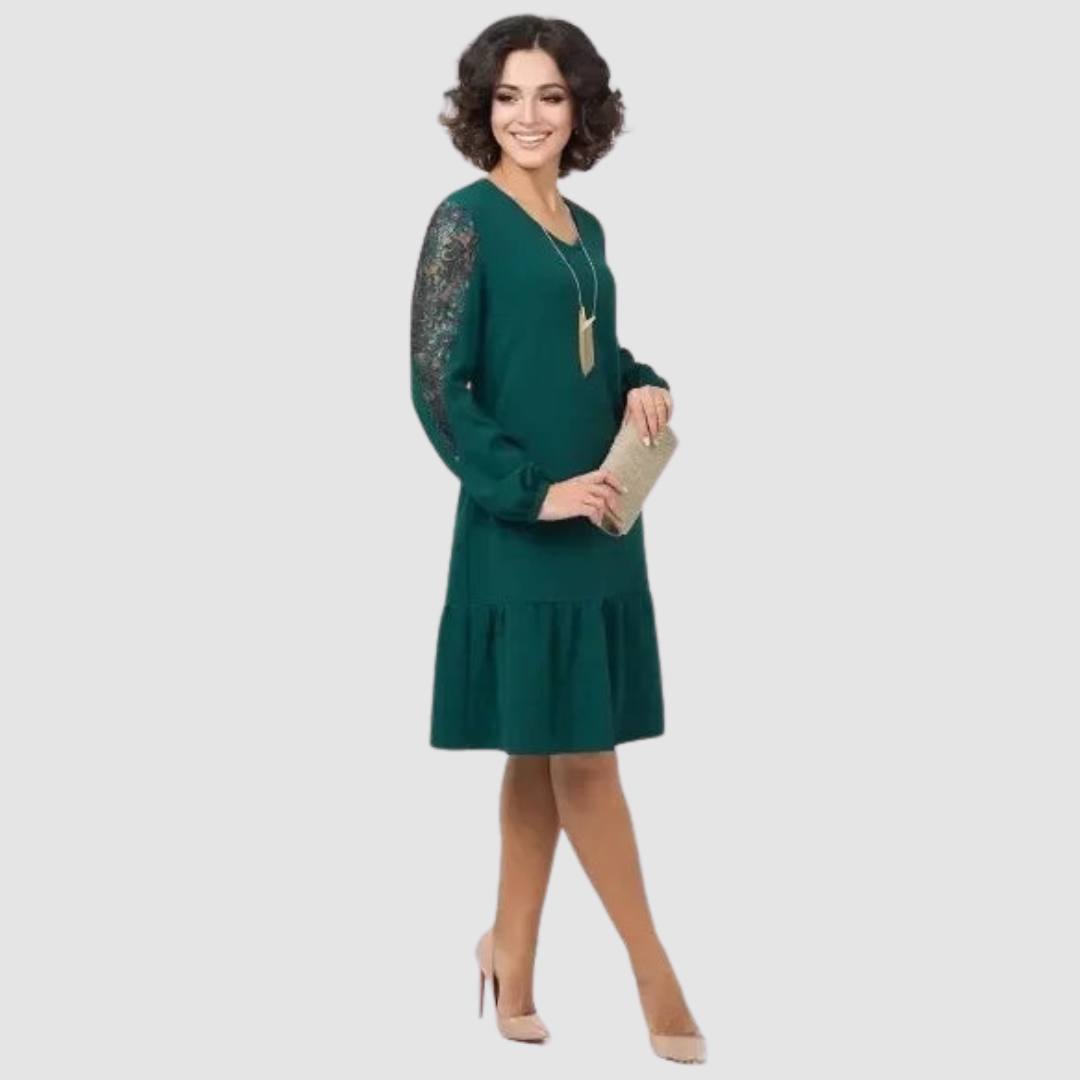 Lowri Quinn Lace-Sleeve Midi Dress — view 2