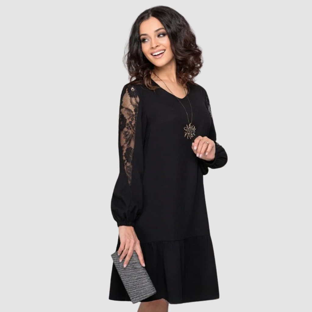 Lowri Quinn Lace-Sleeve Midi Dress — view 3