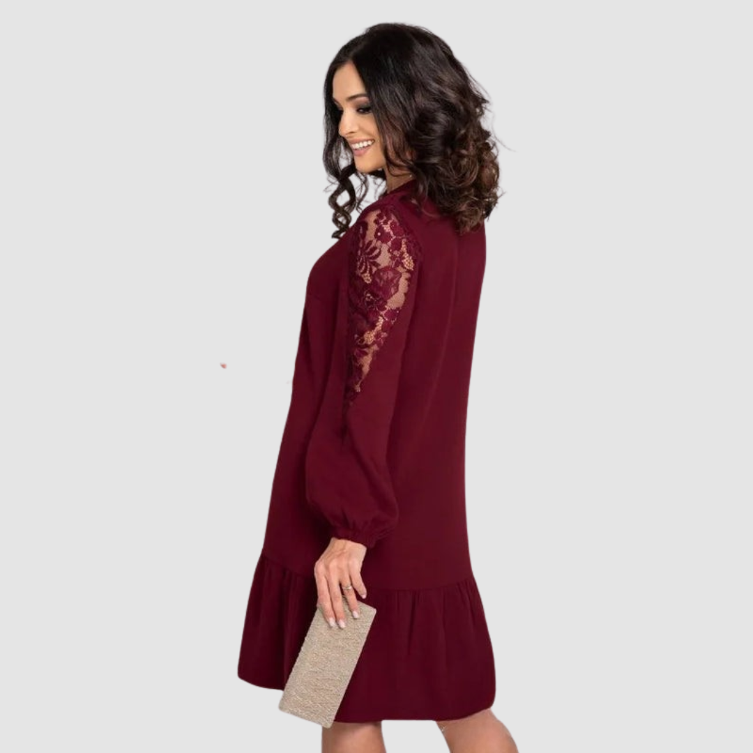 Lowri Quinn Lace-Sleeve Midi Dress — view 4