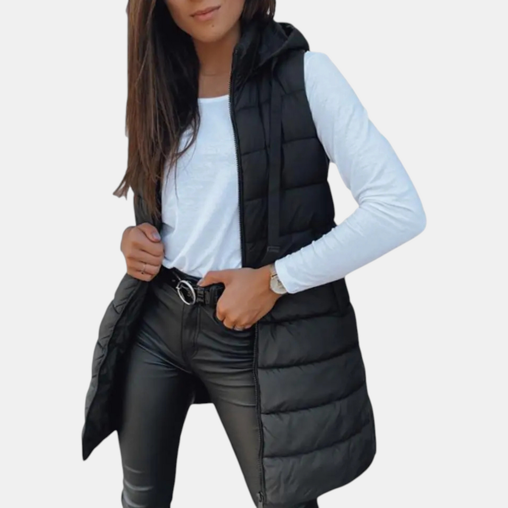 Noelle Longline Hooded Puffer Vest - image 1