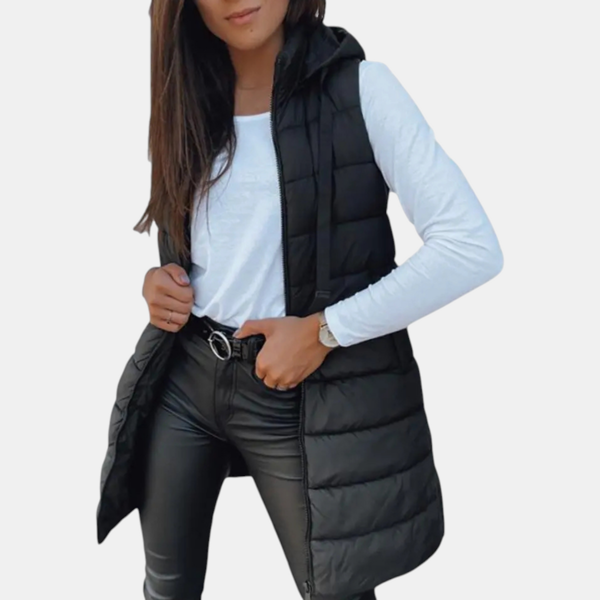 Noelle Longline Hooded Puffer Vest - image 1