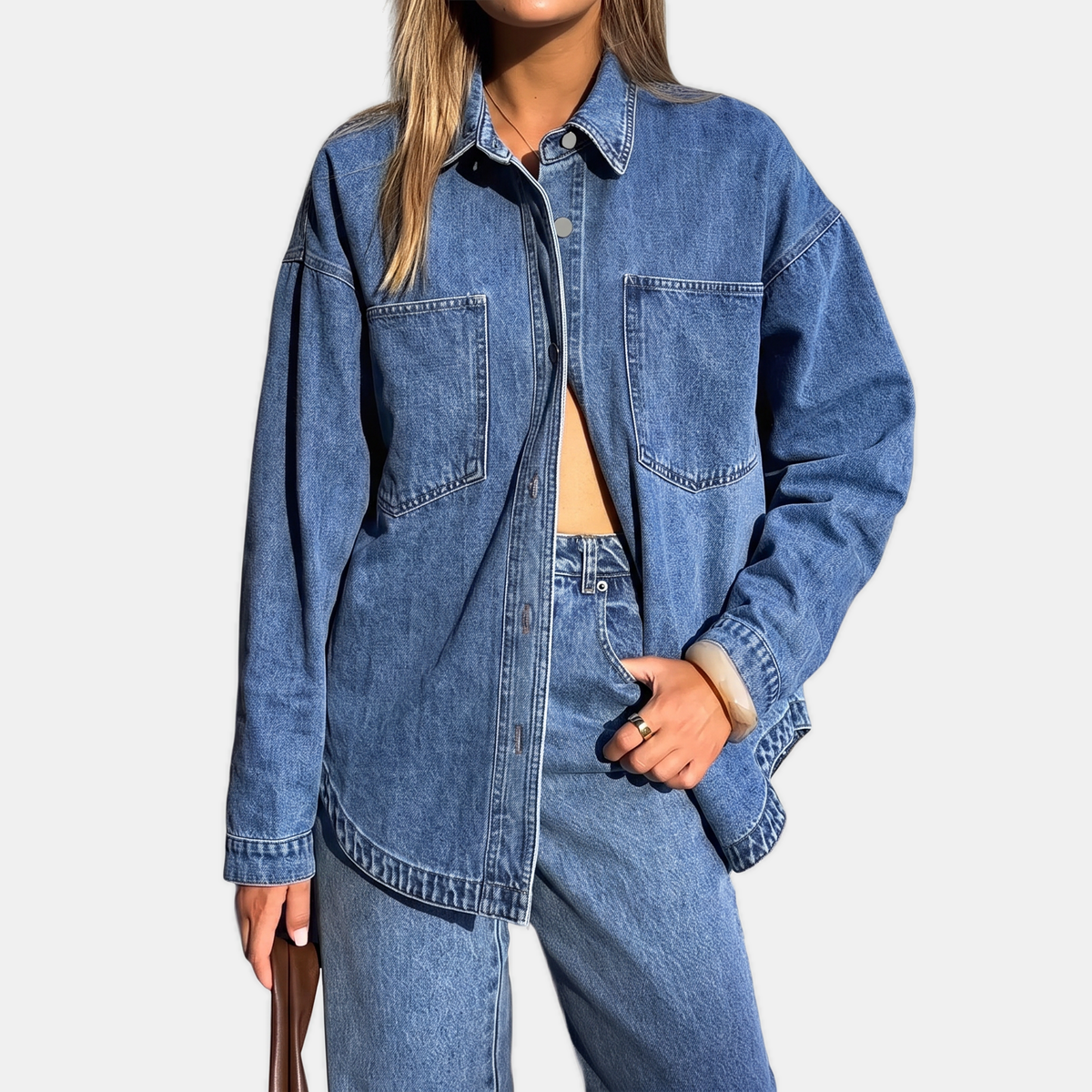 Odelia Oversized Denim Shirt Jacket - image 2
