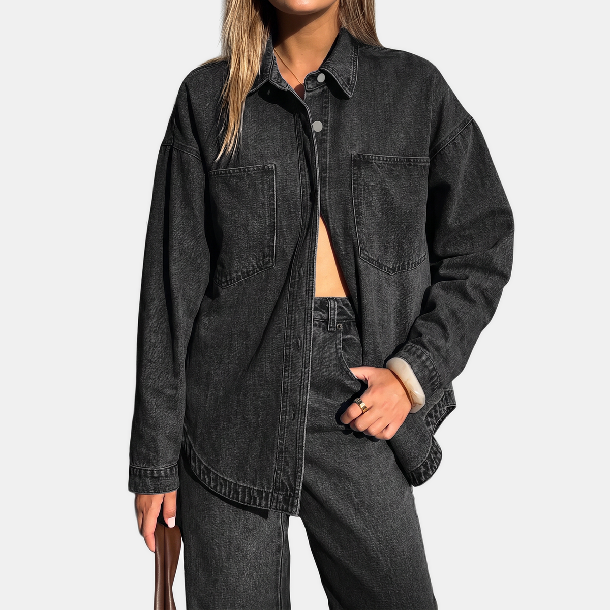 Odelia Oversized Denim Shirt Jacket - image 3