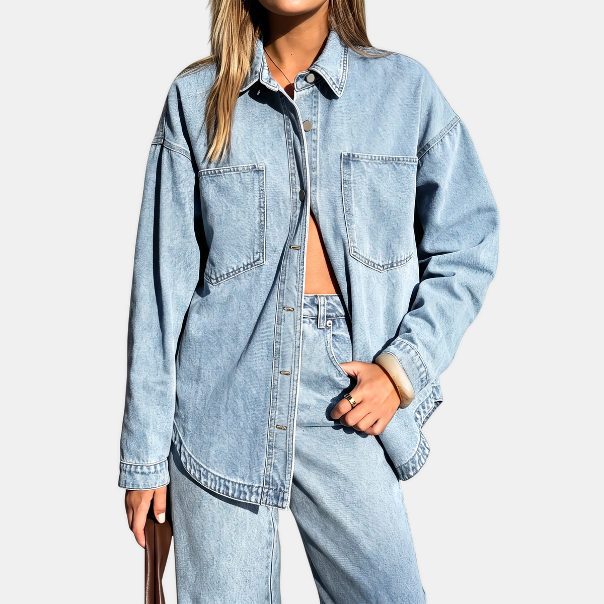 Odelia Oversized Denim Shirt Jacket - image 4