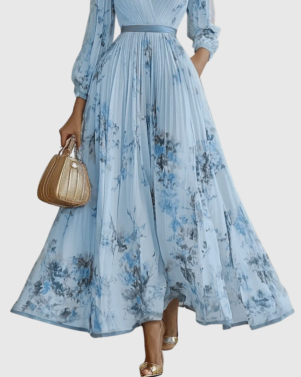 Blue Rowella Pleated Maxi Dress alternate view