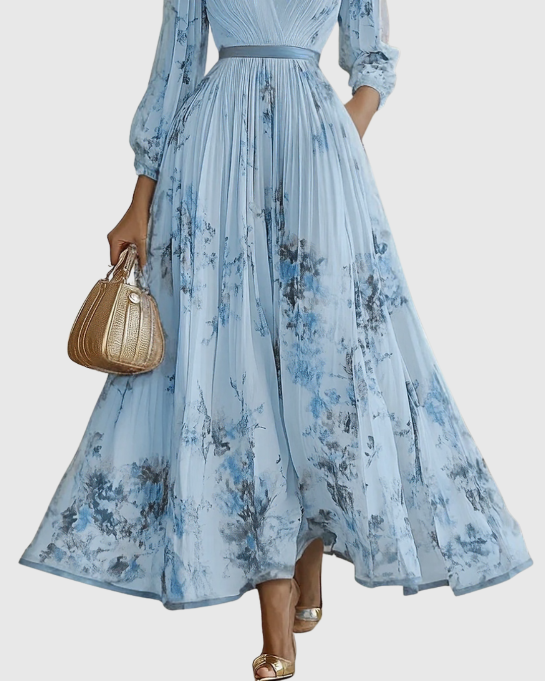 Blue Rowella Pleated Maxi Dress alternate view