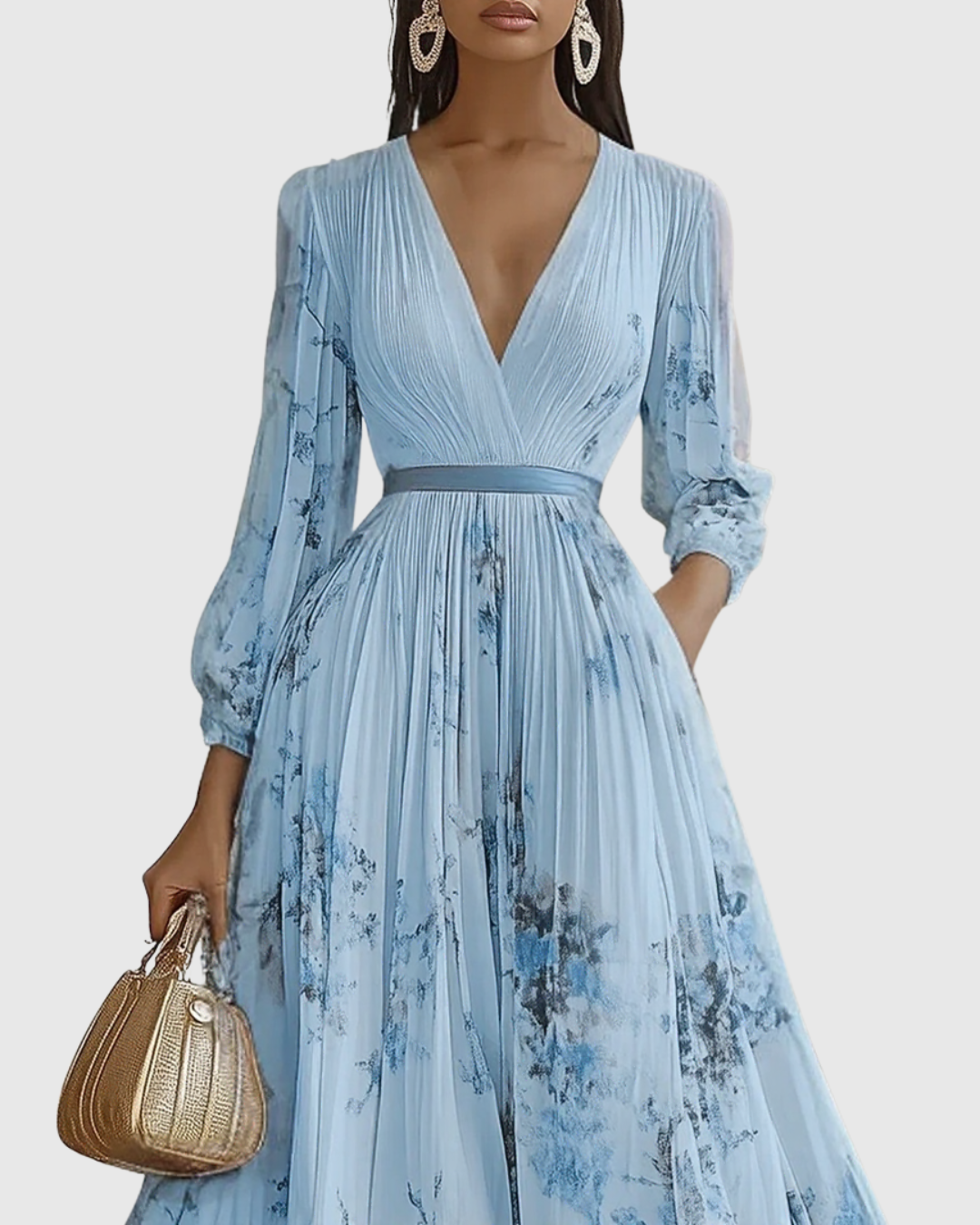 Rowella Pleated Maxi Dress in blue