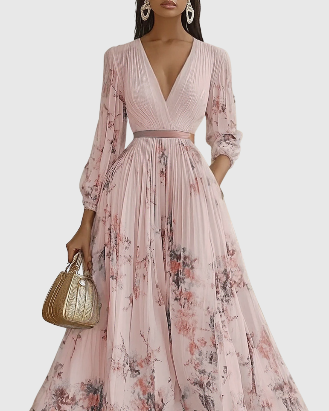 Pink Rowella Pleated Maxi Dress detail