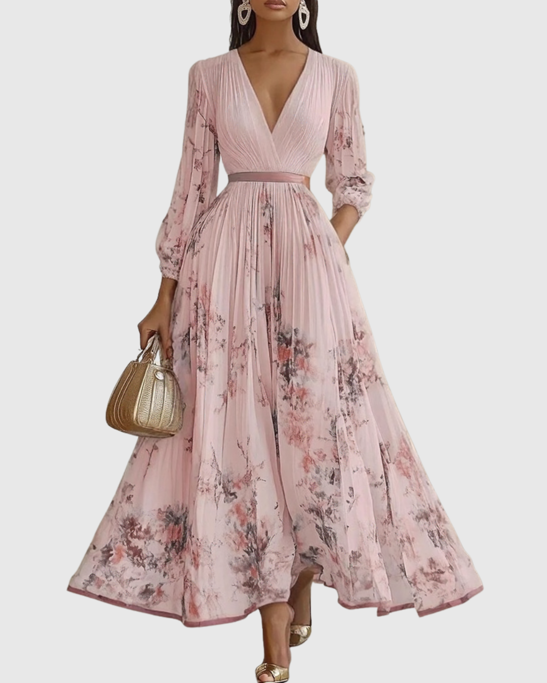 Rowella Pleated Maxi Dress in pink