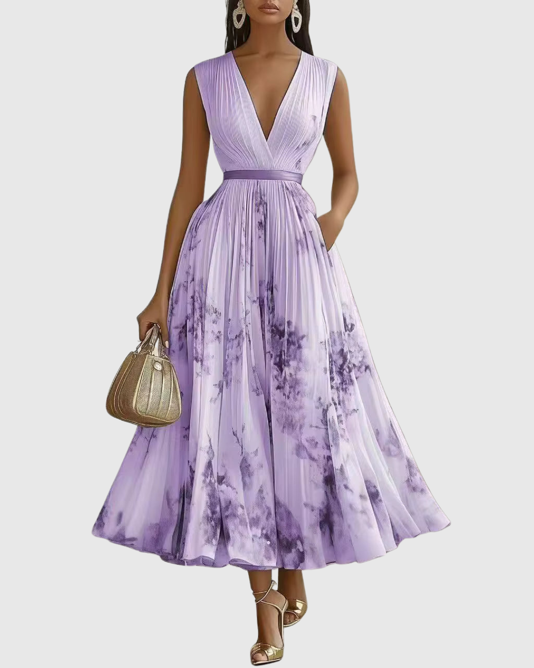Rowella Pleated Maxi Dress in purple
