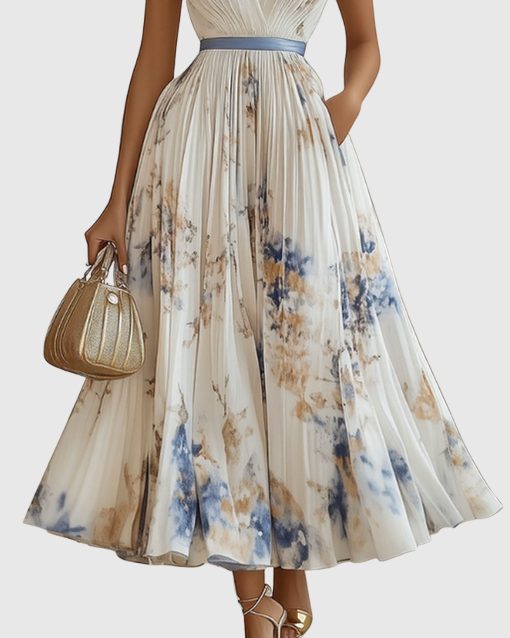 White Rowella Pleated Maxi Dress alternate view