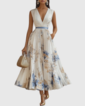 Rowella Pleated Maxi Dress in white