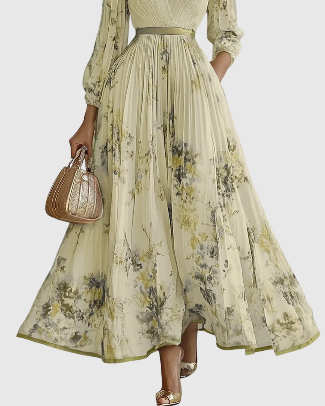 Yellow Rowella Pleated Maxi Dress alternate view
