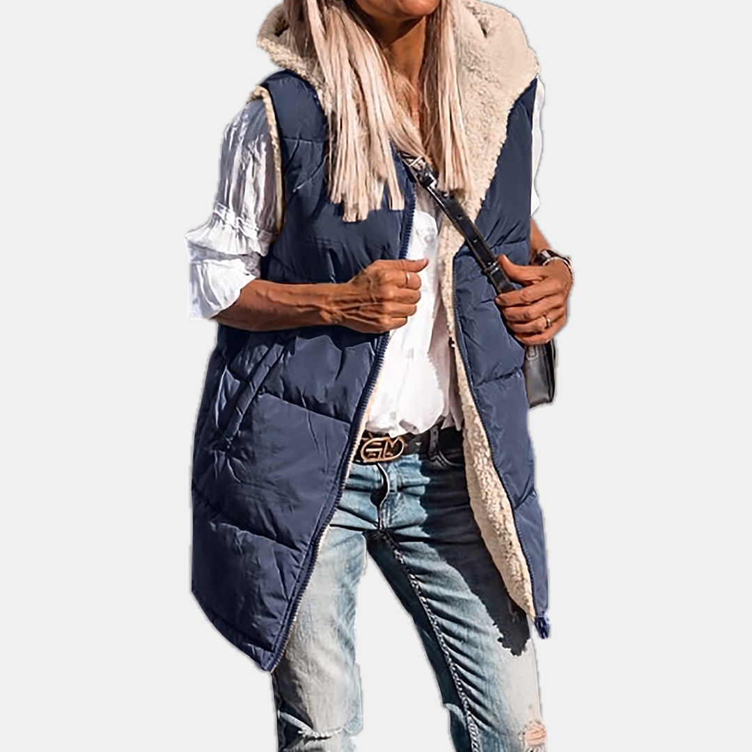 Rowan Reversible Sherpa-Lined Puffer Vest - Navy