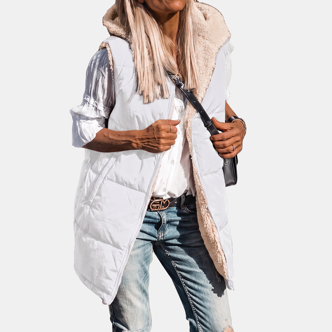 Rowan Reversible Sherpa-Lined Puffer Vest - White