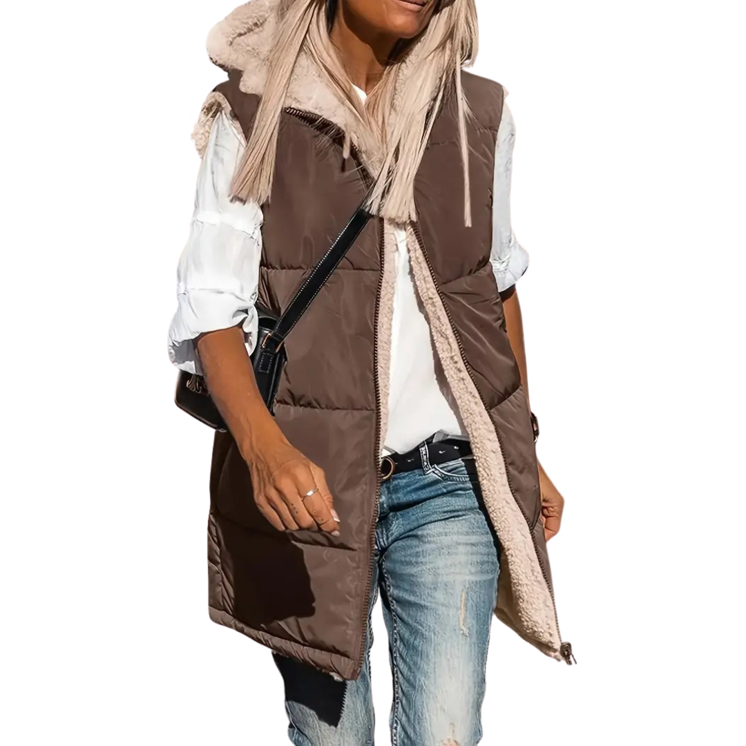 Rowan Reversible Sherpa-Lined Puffer Vest - Reversible view