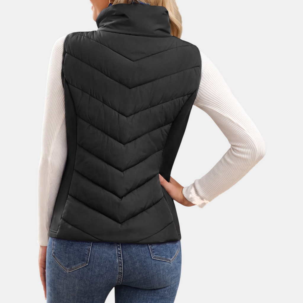 Talia Chevron-Quilted Stand-Collar Vest - Detail 2