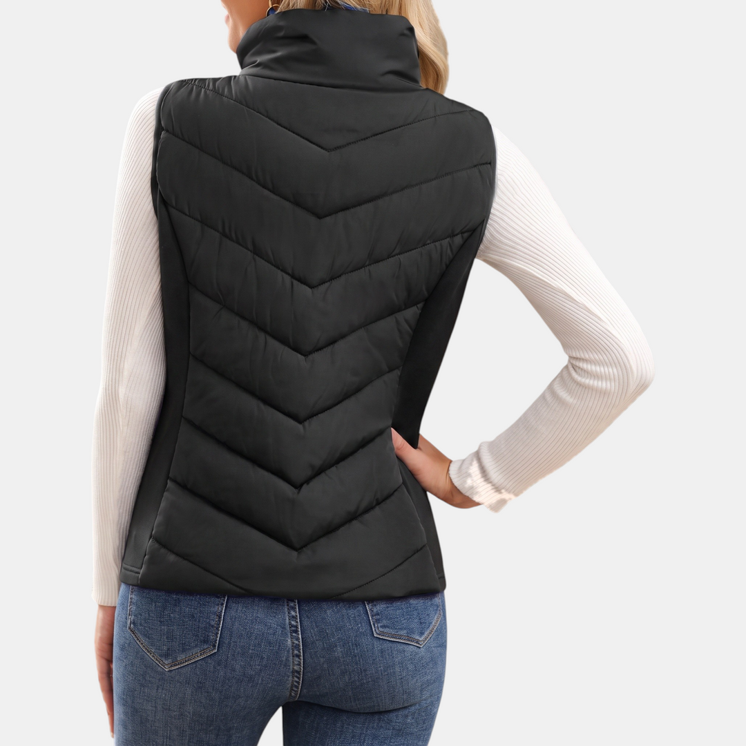 Talia Chevron-Quilted Stand-Collar Vest - Detail 2
