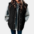 Elowen Quilted Hooded Puffer Vest - Black
